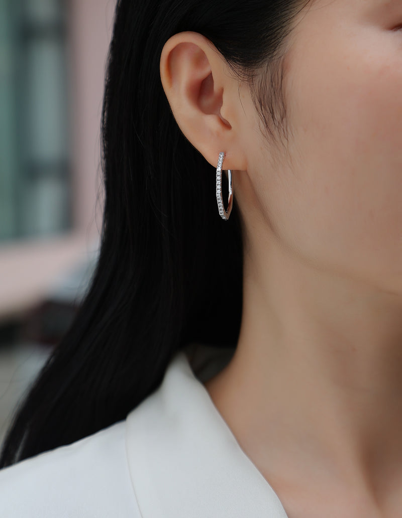 Modern Star Moissanite Earrings in S925 Sterling Silver Elegant Hoop Design - 3