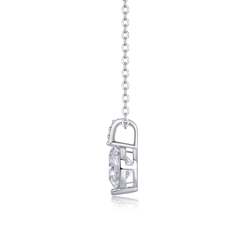 2-Carat Moissanite Pendant Necklace in S925 Sterling Silver with Platinum Plating - 1