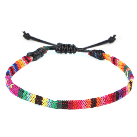 Bohemian Hand Woven Rainbow Color Cloth Anklet