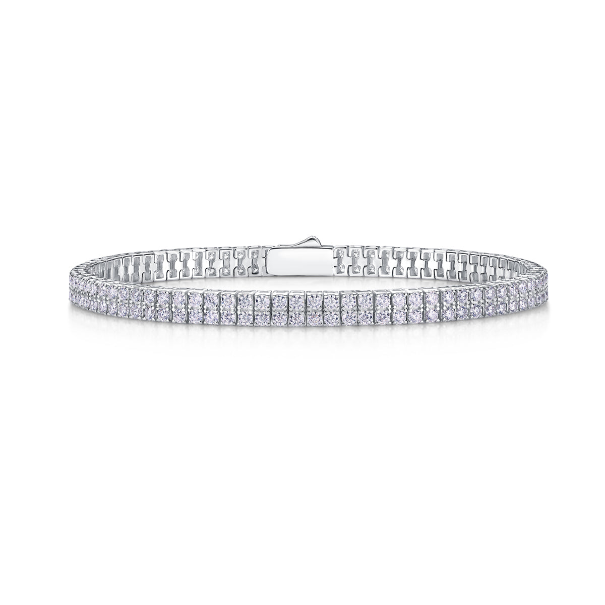 Morganite and Platinum-Plated S925 Silver Hand Chain Bracelet