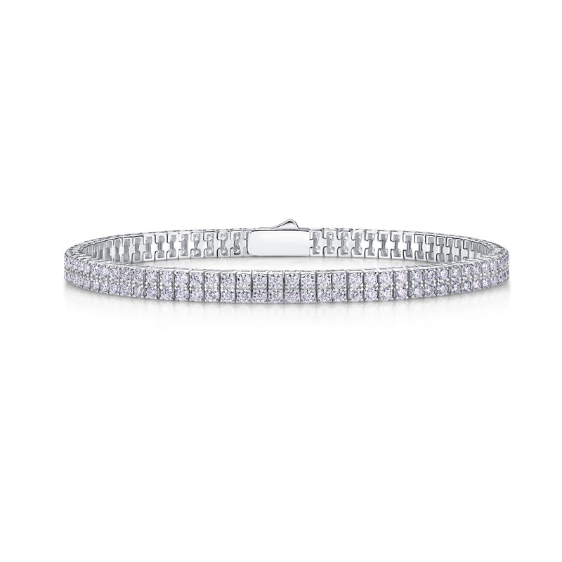 Morganite and Platinum-Plated S925 Silver Hand Chain Bracelet - 6