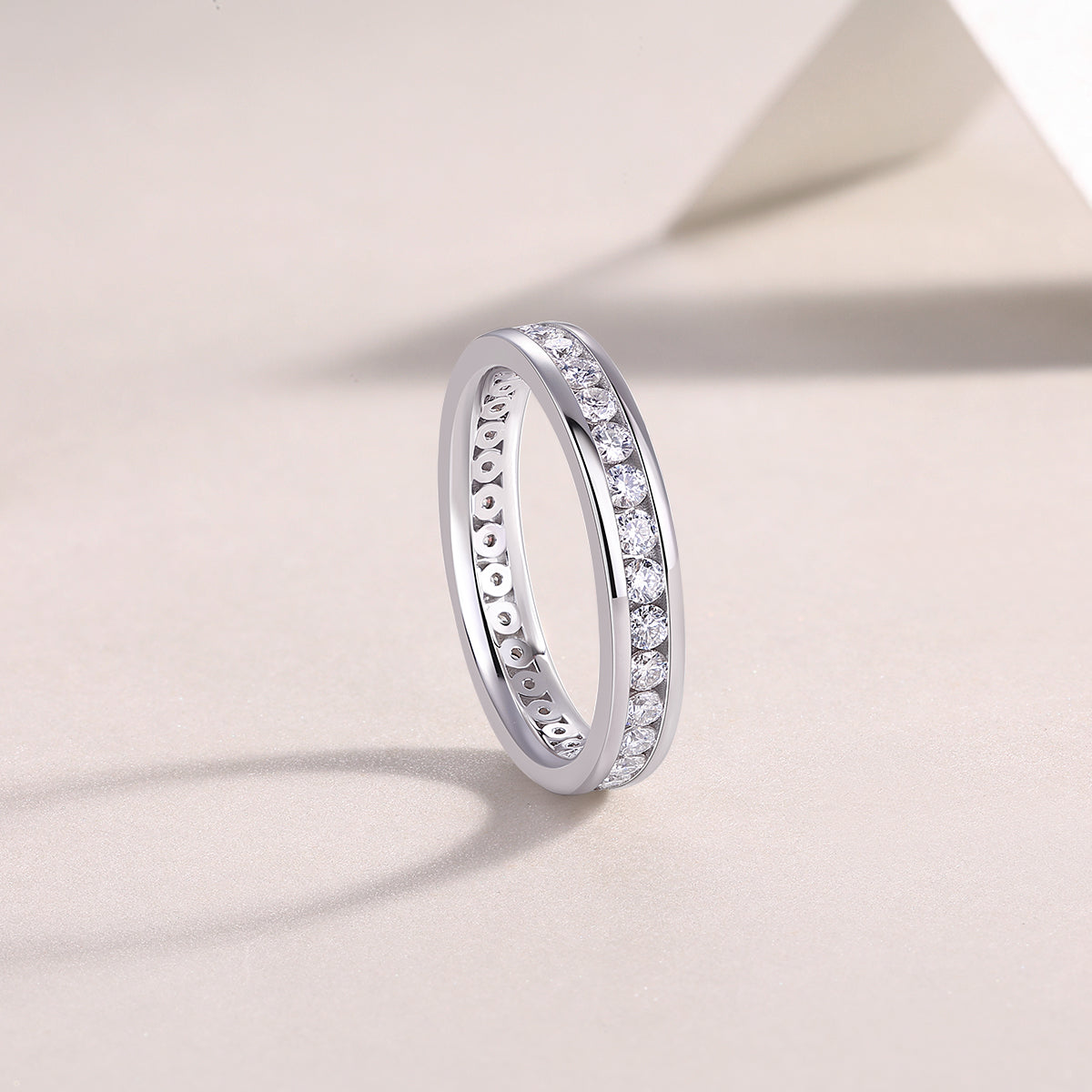 S925 Silver Moissanite Ring Luxury Fashion Band Minimalist Design