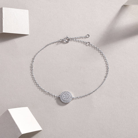 S925 Silver Moissanite Circle Pendant Bracelet Elegant Fine Jewelry