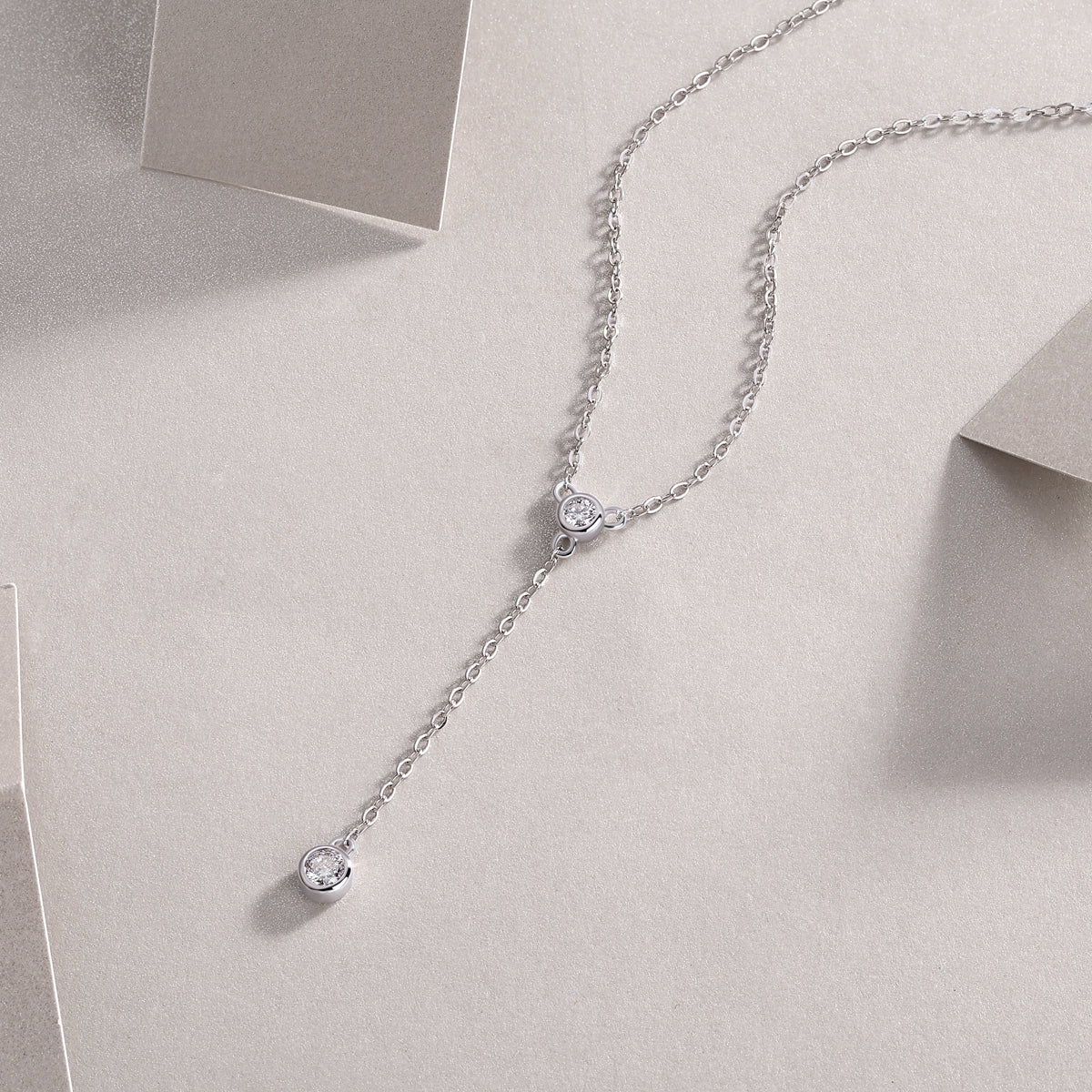 1Tassel Moissanite Pendant Necklace in S925 Sterling Silver with Platinum Plating