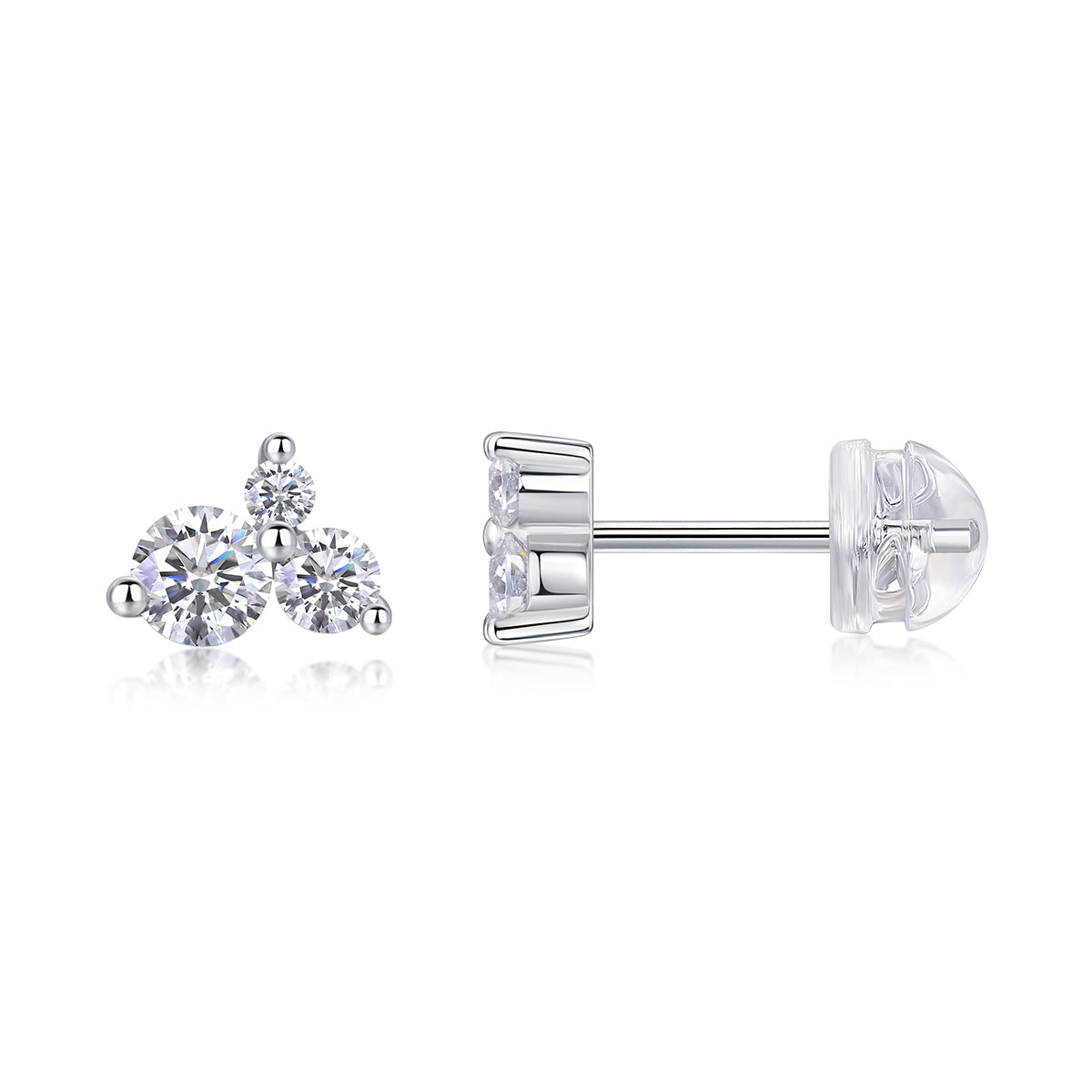 1Wave Moissanite Silver Stud Earrings Luxury Diamond Set