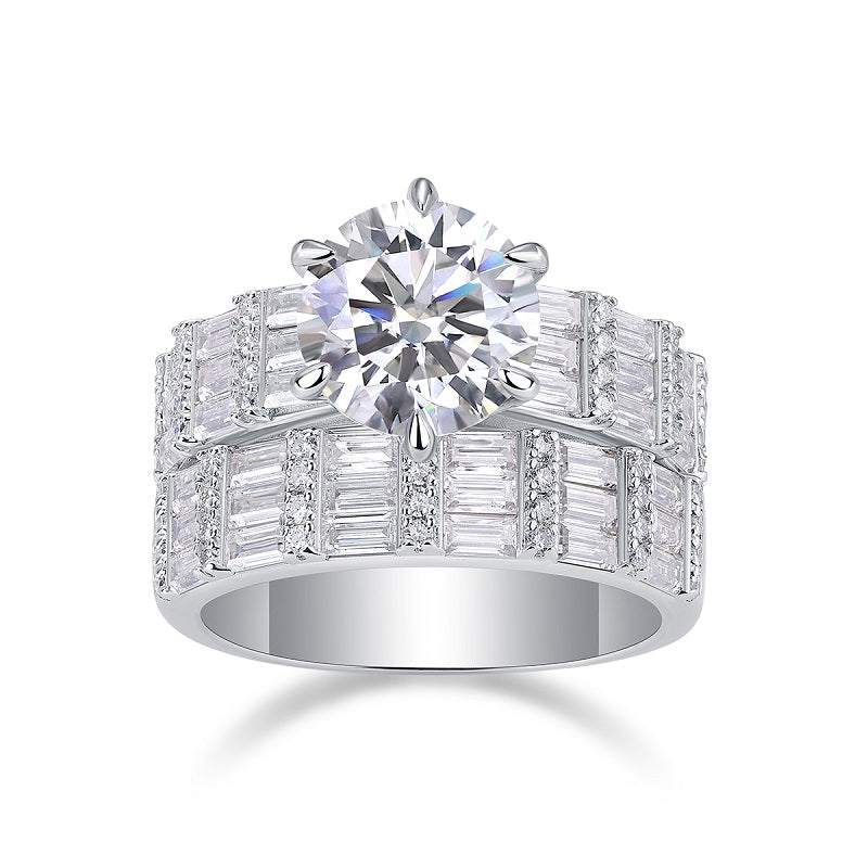 1Vanilla 3-Carat Moissanite S925 Sterling Silver Ring Set Modern Elegant Fine Jewelry - 5