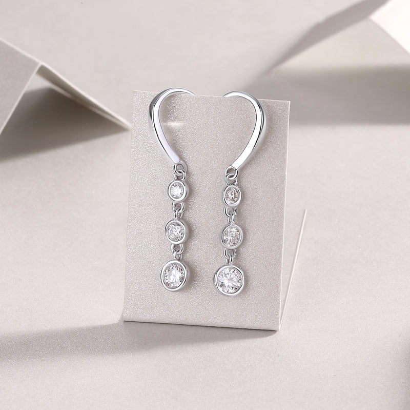 Classic Multi-Diamond Moissanite S925 Silver Drop Earrings - 5