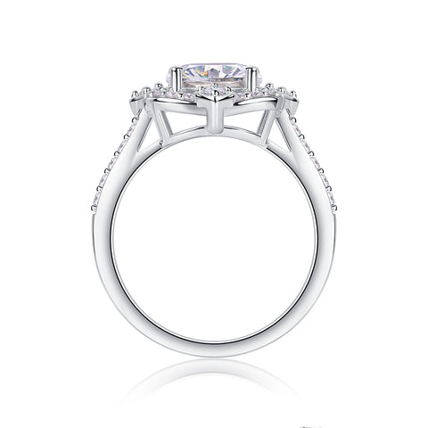 1Camellia Moissanite Ring Set in S925 Sterling Silver with Gold Plating
