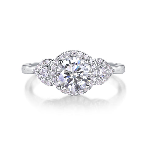 Luxury Moissanite Silver Wedding Ring 1 Carat Large Diamond Style