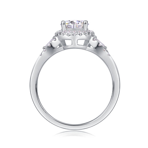 S925 Silver Moissanite Wedding Ring with 1 Carat Center Stone Elegant Split Shank Design