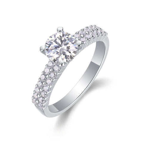 1Carat Moissanite Silver Wedding Ring Set Luxury Fashion Jewelry