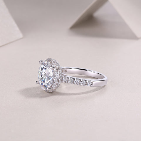 5-Carat Moissanite Sterling Silver Ring with Elegant Starry Sky Design