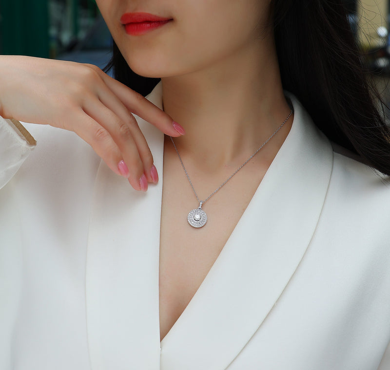 1White Dune Moissanite Pendant Necklace in S925 Sterling Silver with Platinum Plating - 4