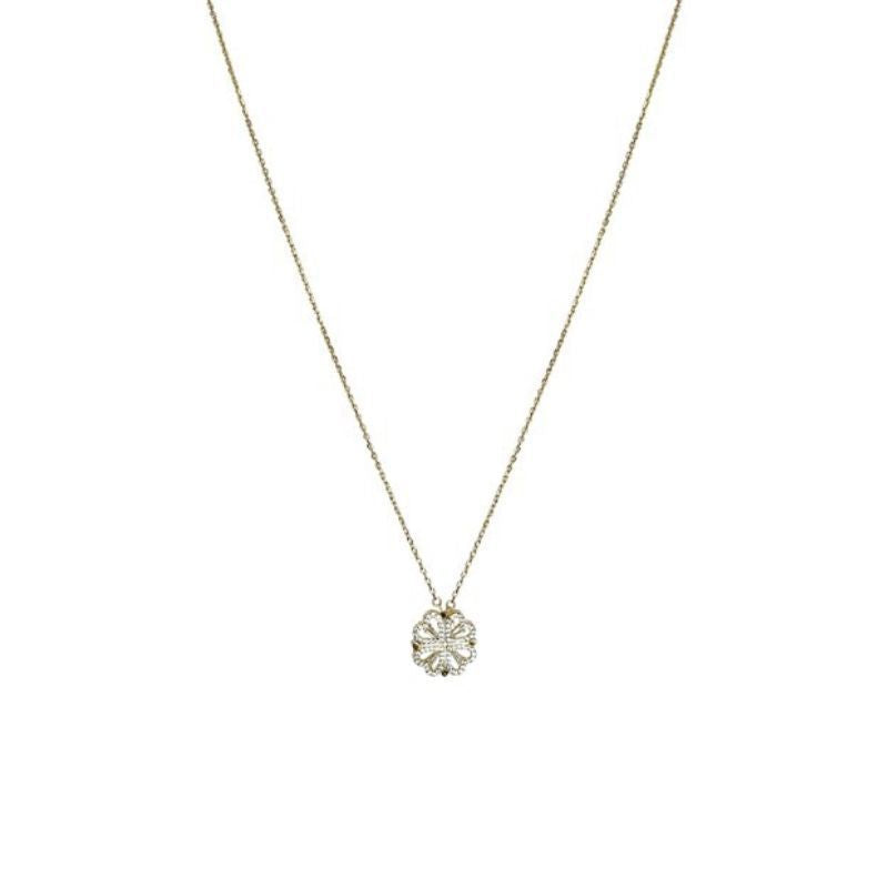 Magnetic Folding Four Leaf Clover Heart Pendant Necklace for Women - 3