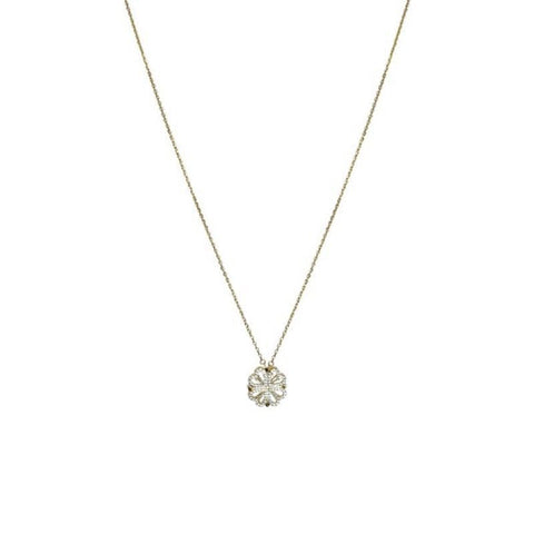 Magnetic Folding Four Leaf Clover Heart Pendant Necklace for Women
