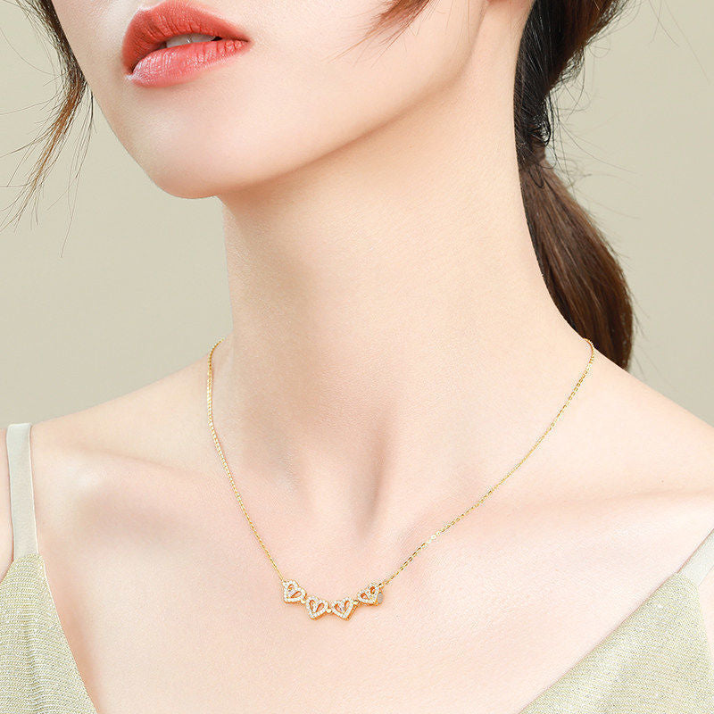 Magnetic Folding Four Leaf Clover Heart Pendant Necklace for Women - 4