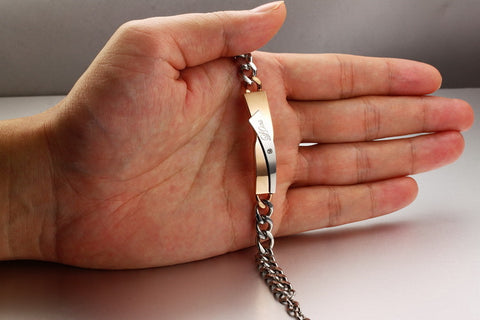 Stainless Steel Couple Cross Link Chain Bracelets