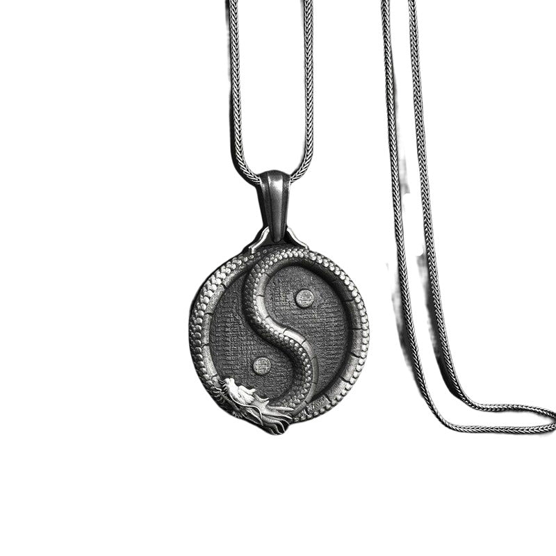 Men's Black Polished Titanium Steel Pendant Necklace - 1