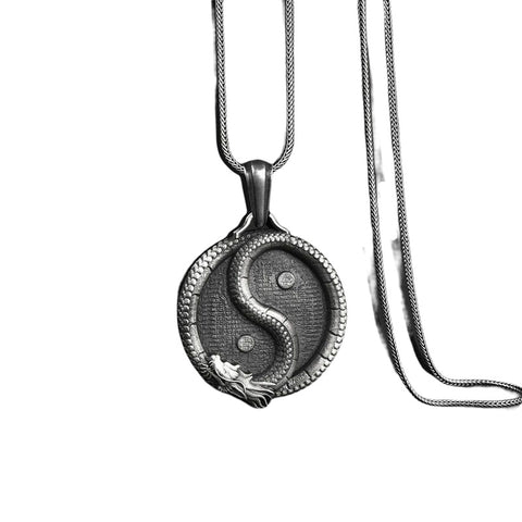 Men's Black Polished Titanium Steel Pendant Necklace