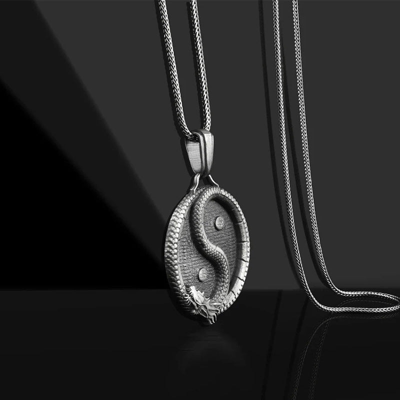 Men's Black Polished Titanium Steel Pendant Necklace
