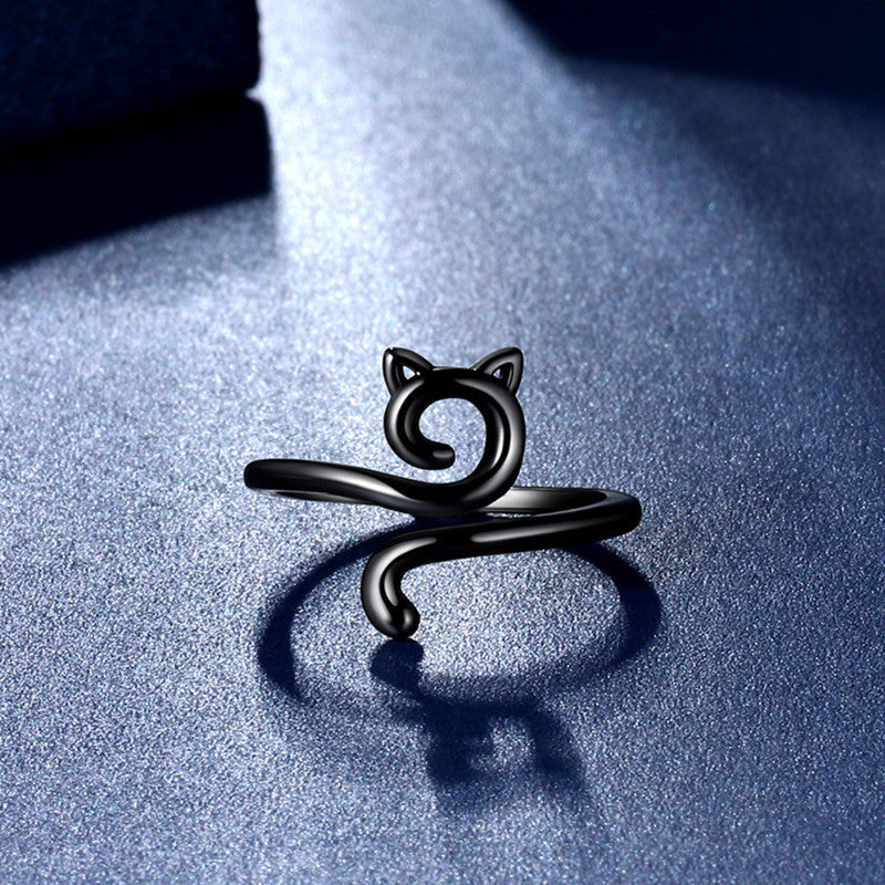 Adjustable Cat Design Minimalist Alloy Ring for Men and Women - 2
