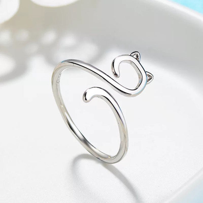 Adjustable Cat Design Minimalist Alloy Ring for Men and Women - 3