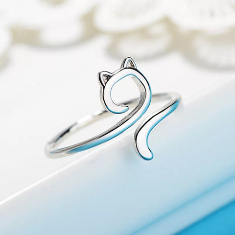 Adjustable Cat Design Minimalist Alloy Ring for Men and Women