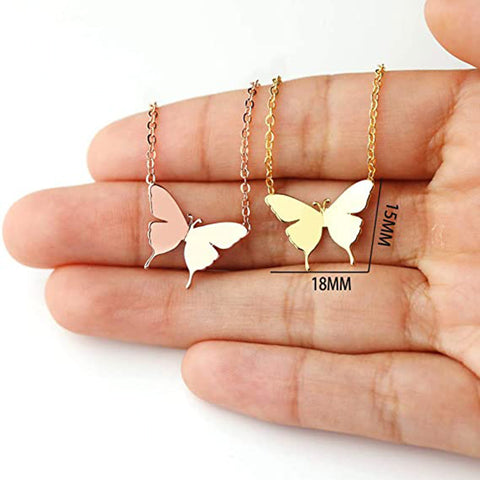 Minimalist Geometric Butterfly Pendant Necklace for Women