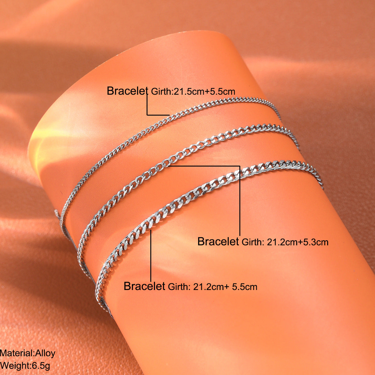 Unisex Flat Cuban Link Chain Bracelet in Alloy