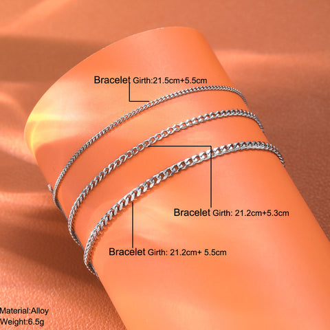 Unisex Flat Cuban Link Chain Bracelet in Alloy