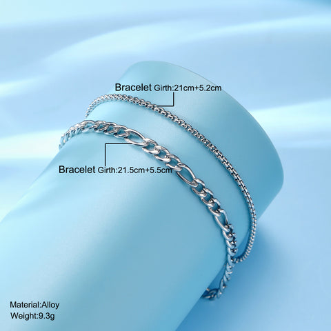 Unisex Flat Cuban Link Chain Bracelet in Alloy