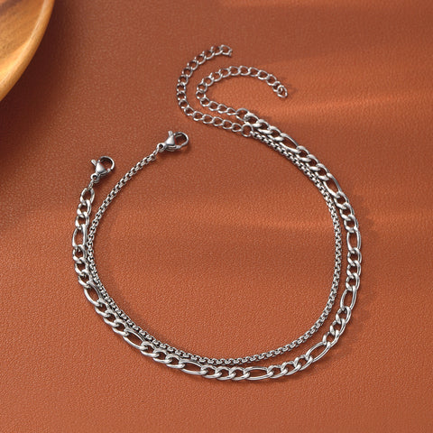 Unisex Flat Cuban Link Chain Bracelet in Alloy