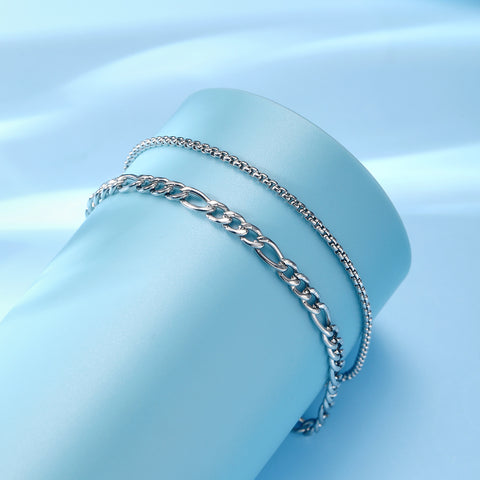 Unisex Flat Cuban Link Chain Bracelet in Alloy