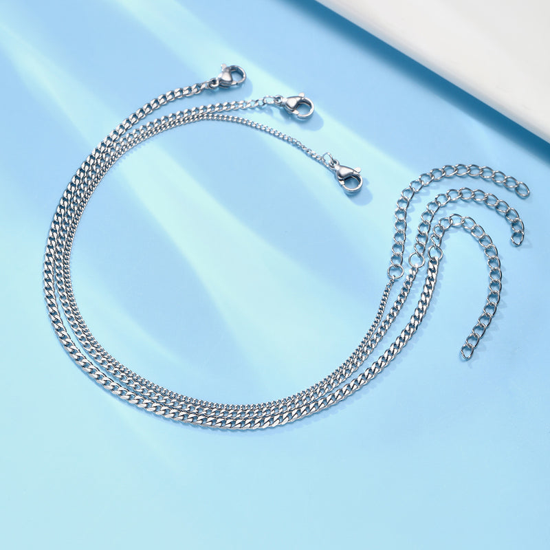 Unisex Flat Cuban Link Chain Bracelet in Alloy - 11