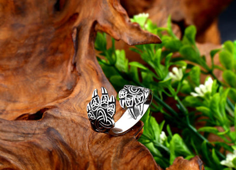 Asgard Handcrafted Stainless Steel Adjustable Bear Paw Ring
