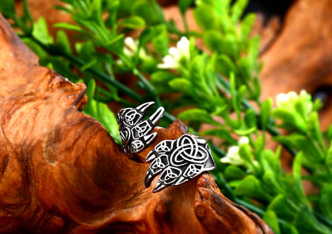 Asgard Handcrafted Stainless Steel Adjustable Bear Paw Ring