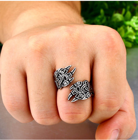 Asgard Handcrafted Stainless Steel Adjustable Bear Paw Ring