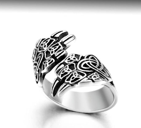 Asgard Handcrafted Stainless Steel Adjustable Bear Paw Ring