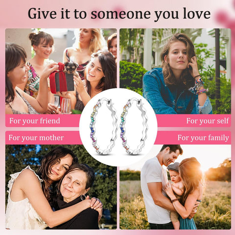 Colorful Rhinestone Wave Hoop Earrings for Women