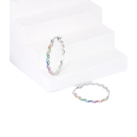 Colorful Rhinestone Wave Hoop Earrings for Women