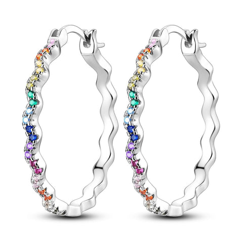 Colorful Rhinestone Wave Hoop Earrings for Women