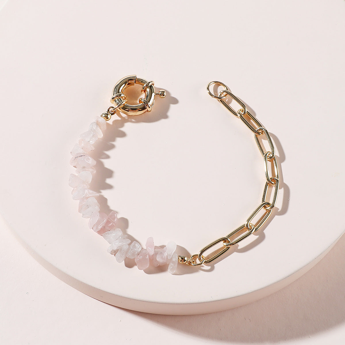 Amethyst Stone Chain Bracelet in Stainless Steel for Women