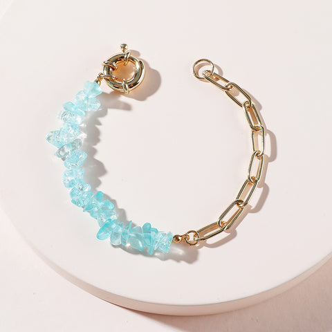 Amethyst Stone Chain Bracelet in Stainless Steel for Women