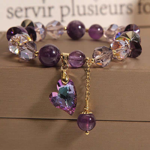 Purple Heart Amethyst Crystal Bracelet Fashion Jewelry