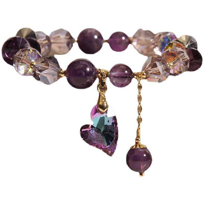Purple Heart Amethyst Crystal Bracelet Fashion Jewelry - 4