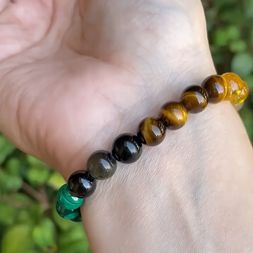 Natural Stone Citrine Malachite Bracelet Unisex Fashion Jewelry
