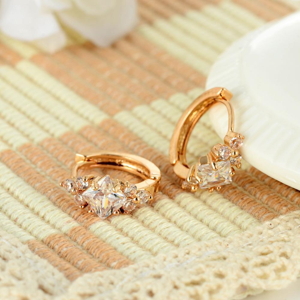 Personalized Square Geometric Copper Earrings for Women