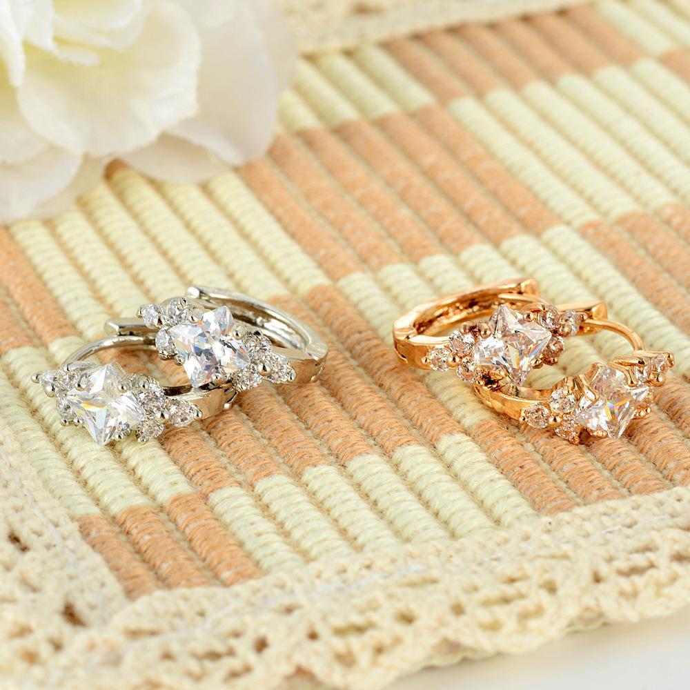 Personalized Square Geometric Copper Earrings for Women