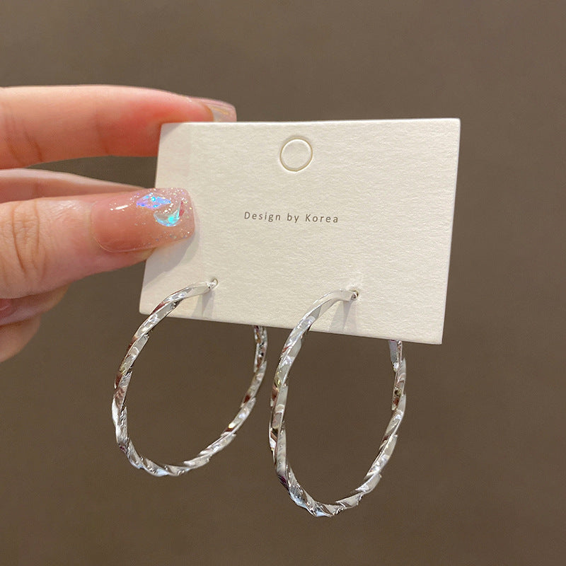 Geometric Irregular Metal Hoop Earrings in Gold and Silver - 1
