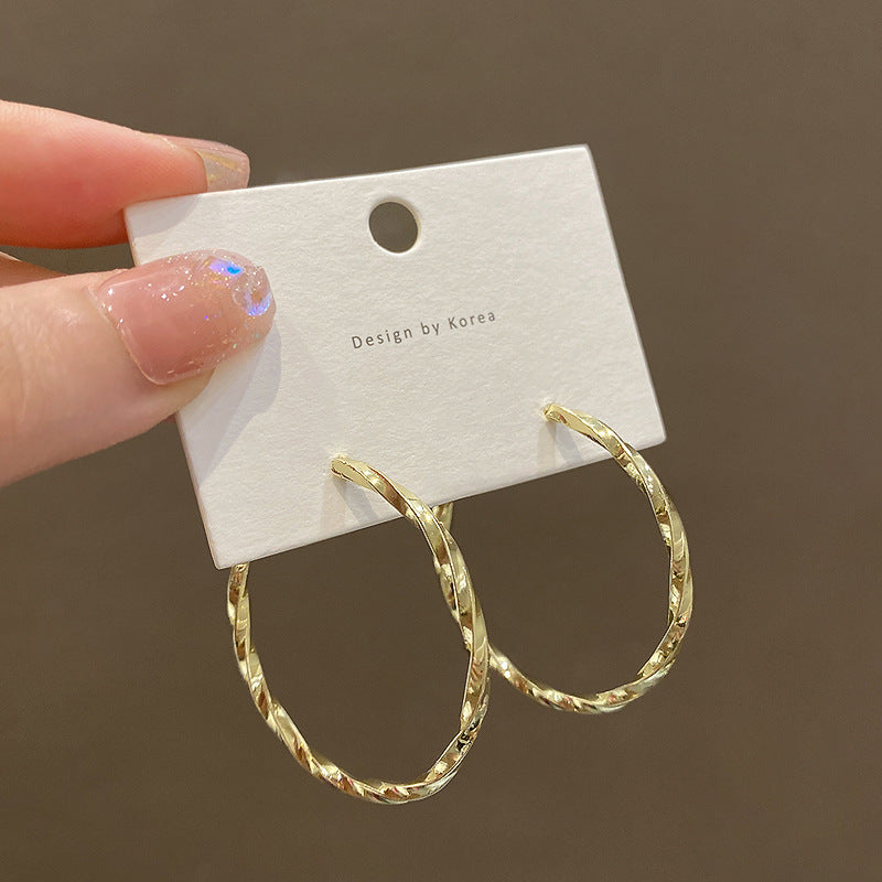Geometric Irregular Metal Hoop Earrings in Gold and Silver - 3